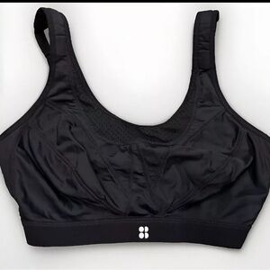 Sweaty Betty Sz 36E Sports Bra Black Stitch Details Convertible Strap Racerback